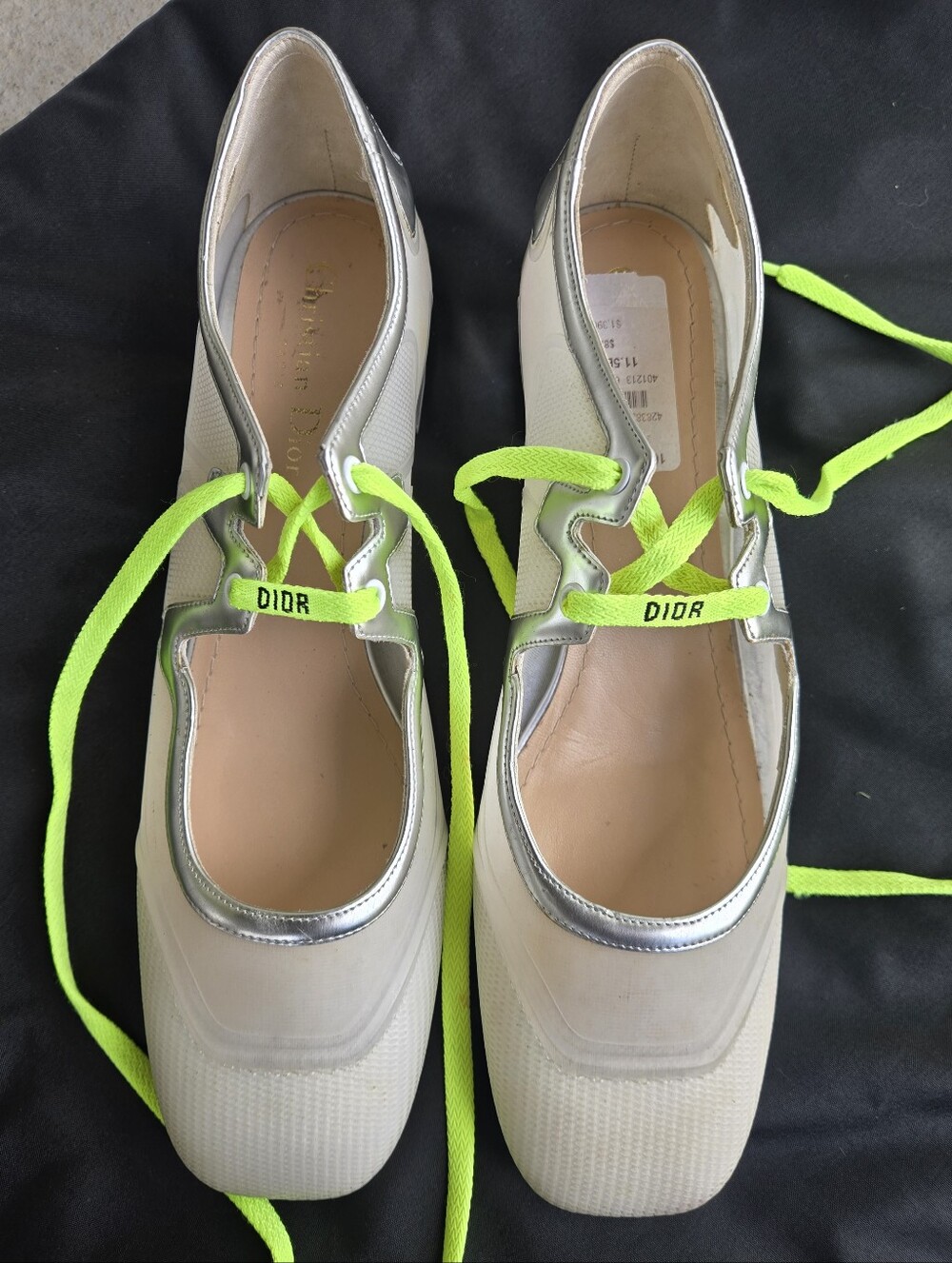 Christian Dior D-mension Rubber Y Leather Pump In Silver
